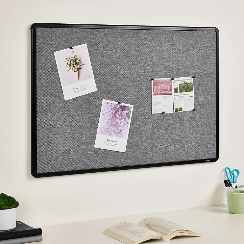 Hot Fabric Bulletin Board, Black Frame, 3' x 2' (ST61263) Bulletin