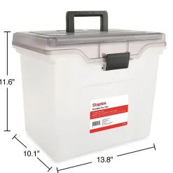 Staples File Box File Portable Tote, Letter Size, Clear (140165/111112) Sale
