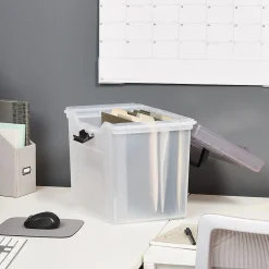 Staples File Box File Portable Tote, Letter Size, Clear (140165/111112) Sale