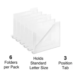 Staples File Folder, 3 Tab, Letter Size, Translucent Clear, 6/Pack (TR11863) New