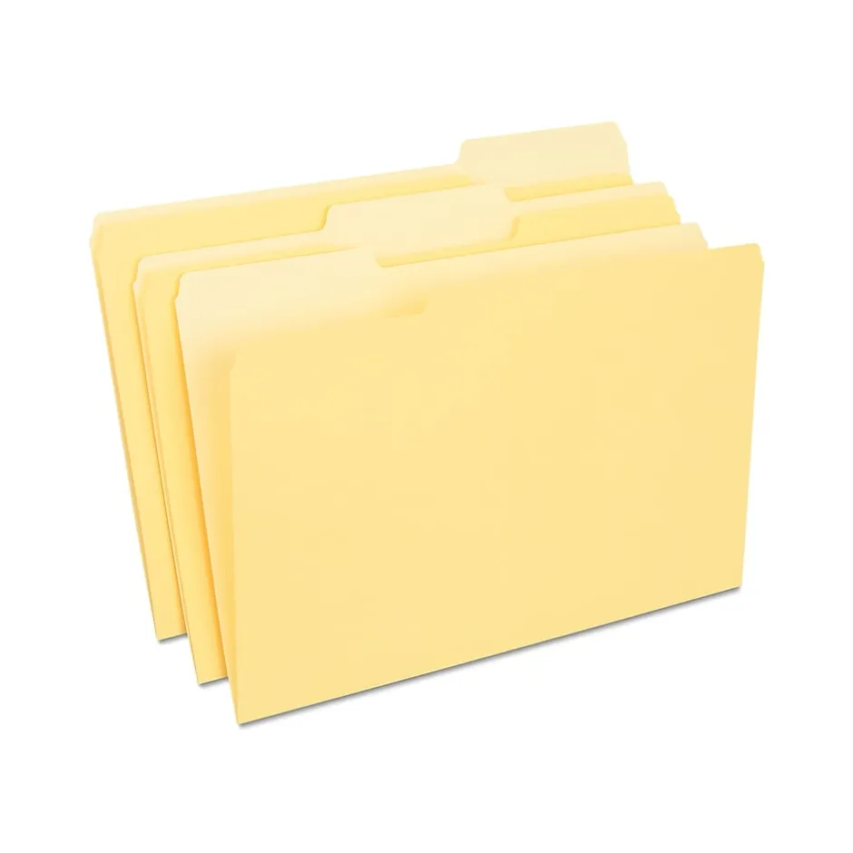 Staples File Folder, 1/3-Cut Tab, Legal Size, , 100/Box (ST224576-CC) Yellow Discount