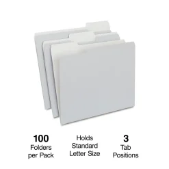 Staples File Folders, 1/3-Cut Tab, Letter Size, , 100/Box (ST433664-CC) Gray Clearance