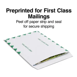 Staples First Class EasyClose Catalog Envelopes, 9"L x 12"H, White and Green, 100/Box (SPL486929)* Catalog