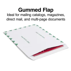 Staples First Class EasyClose Catalog Envelopes, 10" x 13", White with Green Diamond Border, 100/Box (SPL486930)* Catalog
