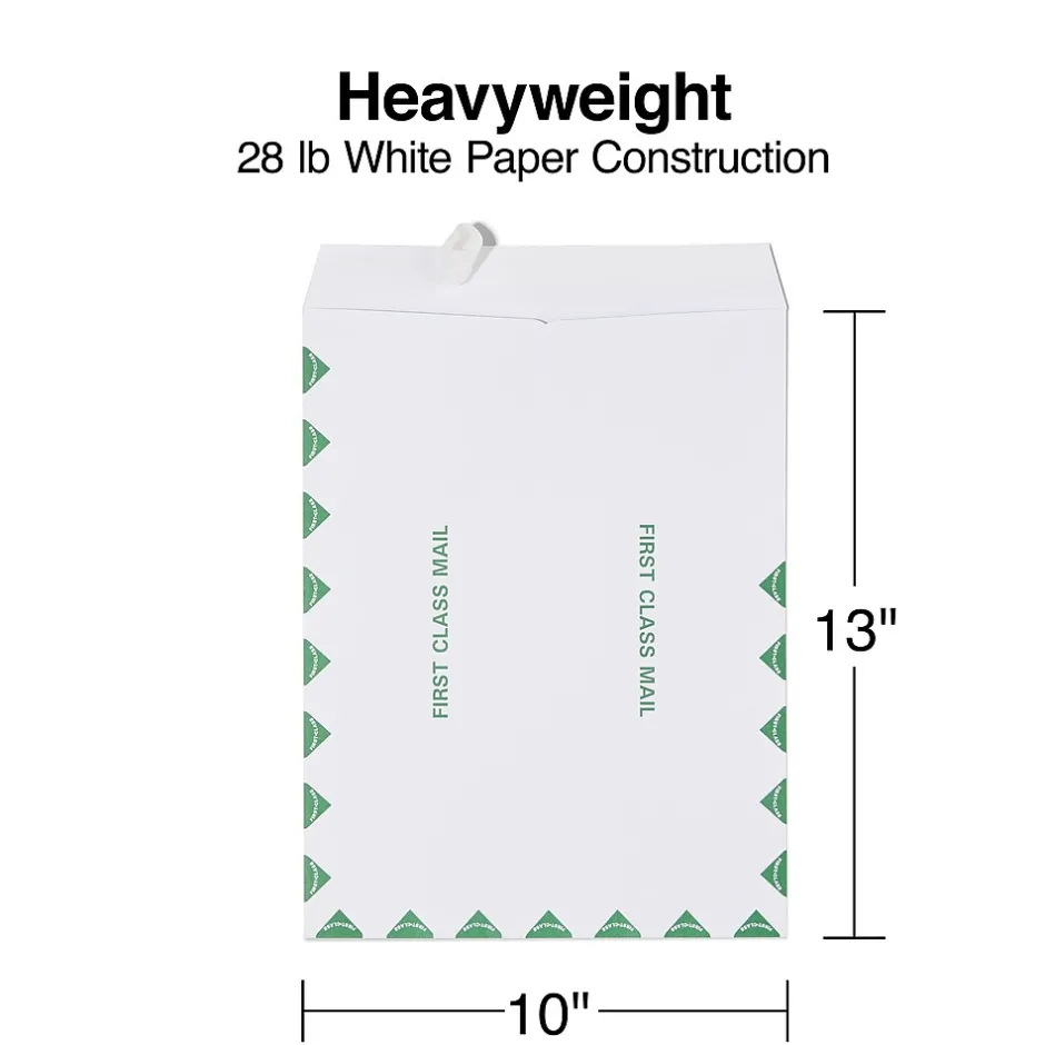 Staples First Class EasyClose Catalog Envelopes, 10" x 13", White with Green Diamond Border, 100/Box (SPL486930)* Catalog