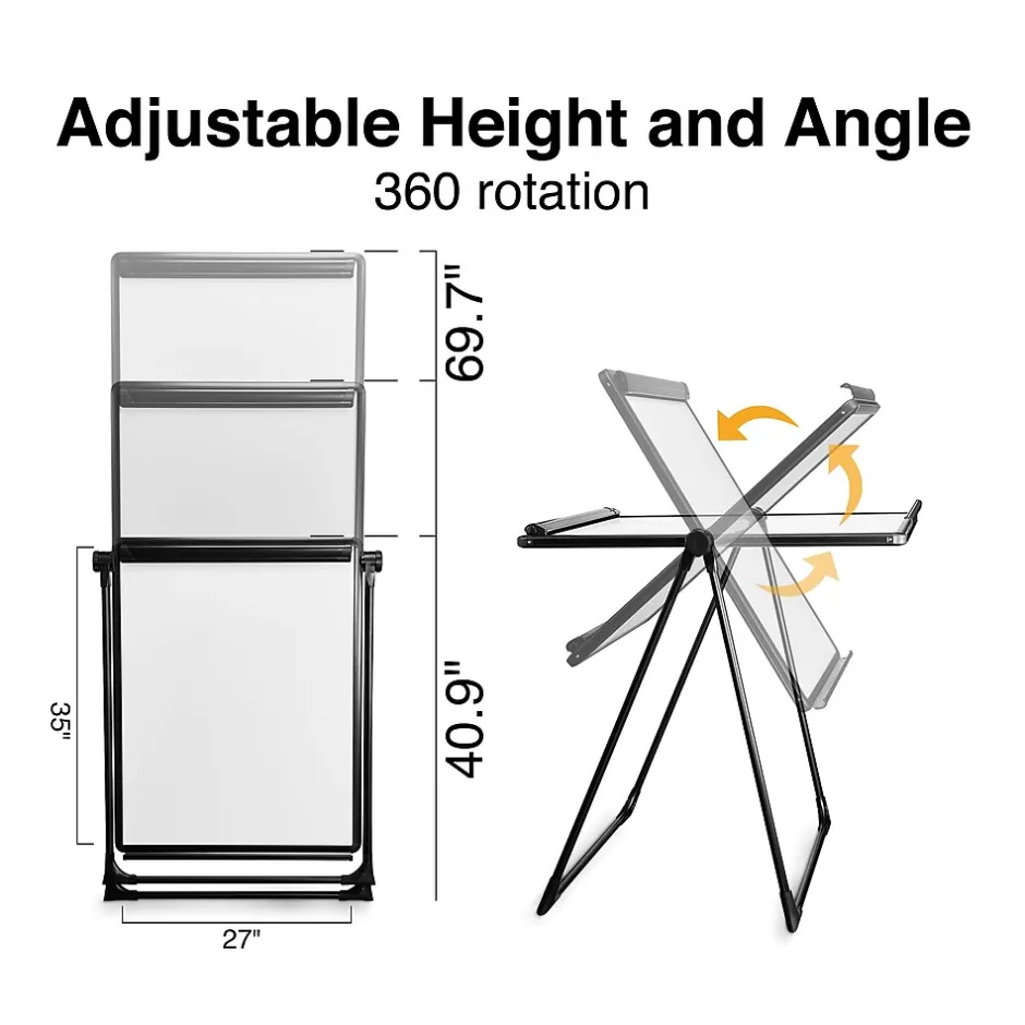 Hot Flip Chart Easel, Black Steel (28216US/50444US) Dry Erase