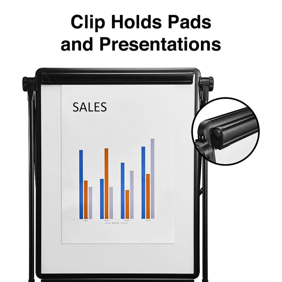 Hot Flip Chart Easel, Black Steel (28216US/50444US) Dry Erase