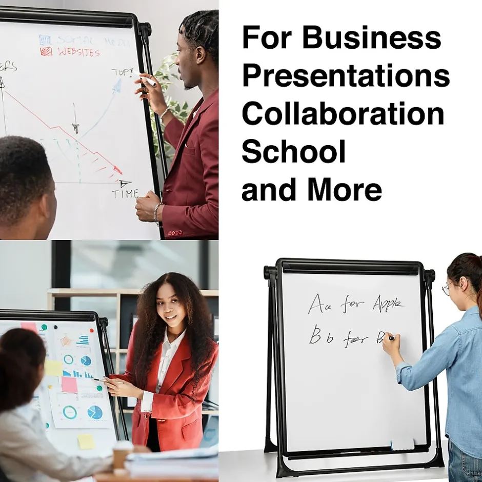 Hot Flip Chart Easel, Black Steel (28216US/50444US) Dry Erase