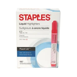 Staples ® Fluent LQ™ Highlighters, Pink, 12pk Outlet