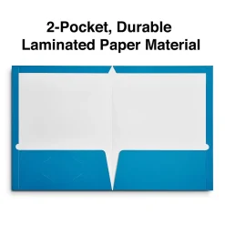 Staples Glossy 2-Pocket Paper Folder, , 10/Pack (13373-CC) Light blue Sale