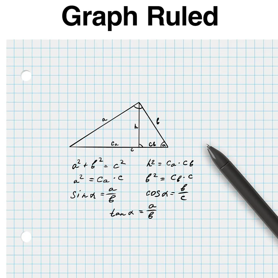Staples ® Graph Ruled Filler Paper, 8" x 10.5", 3-Hole Punched, White, 80 Sheets/Pack (ST40476B) Online