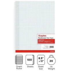 Staples Graph Ruled Filler Paper, 8.5" x 11", White, 100 Sheets/Pack (TR25549) Hot