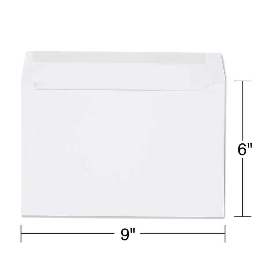 Staples Gummed Booklet Envelopes, 6" x 9", White, 250/Box (472852/19306)* Business