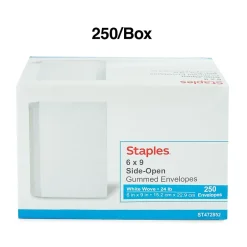 Staples Gummed Booklet Envelopes, 6