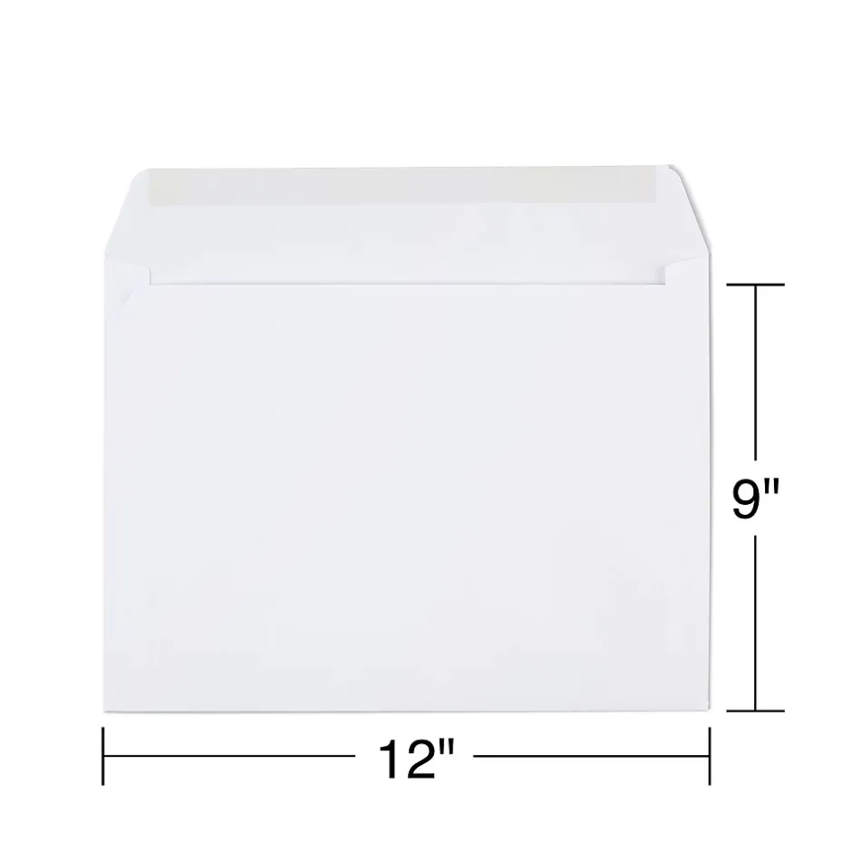 Staples Gummed Booklet Envelopes, 9" x 12", White, 100/Box (473009/19307)* Business