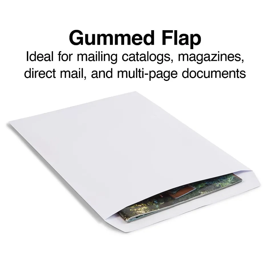 Staples Gummed Catalog Envelopes, 10"L x 13"H, White, 100/Box (295840N)* Catalog