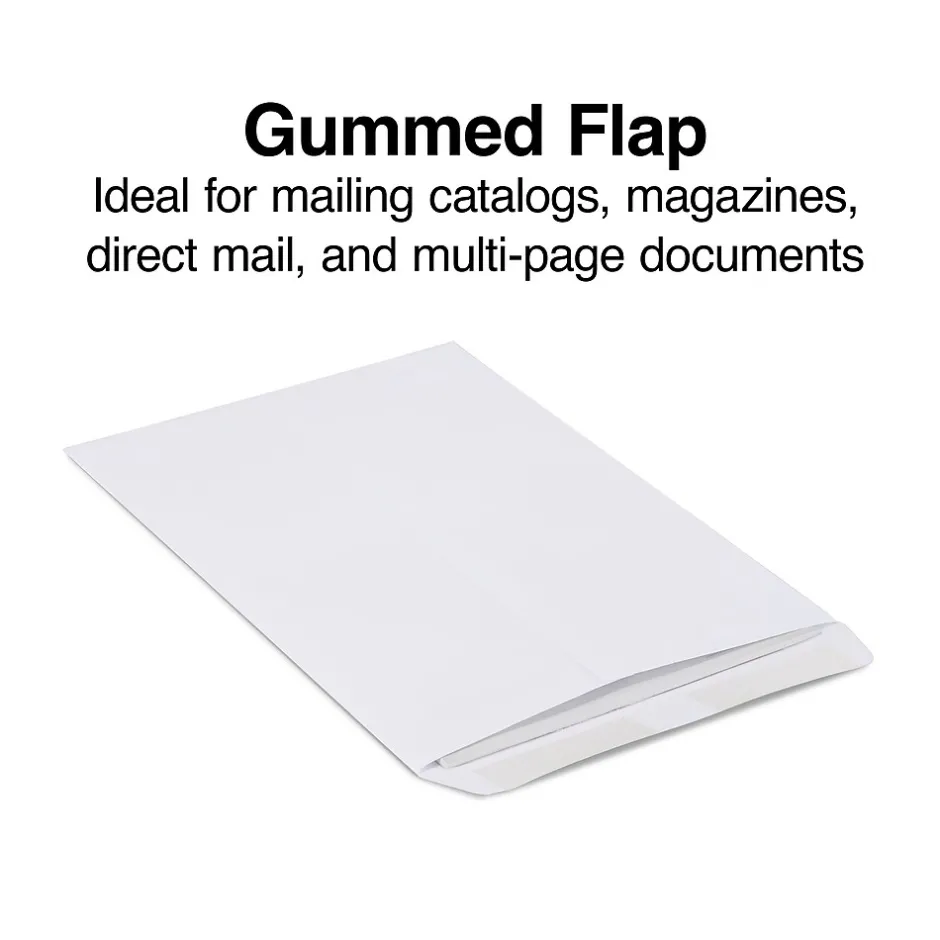 Staples Gummed Catalog Envelopes, 9"L x 12"H, White, 100/Box (50264/47286N)* Catalog