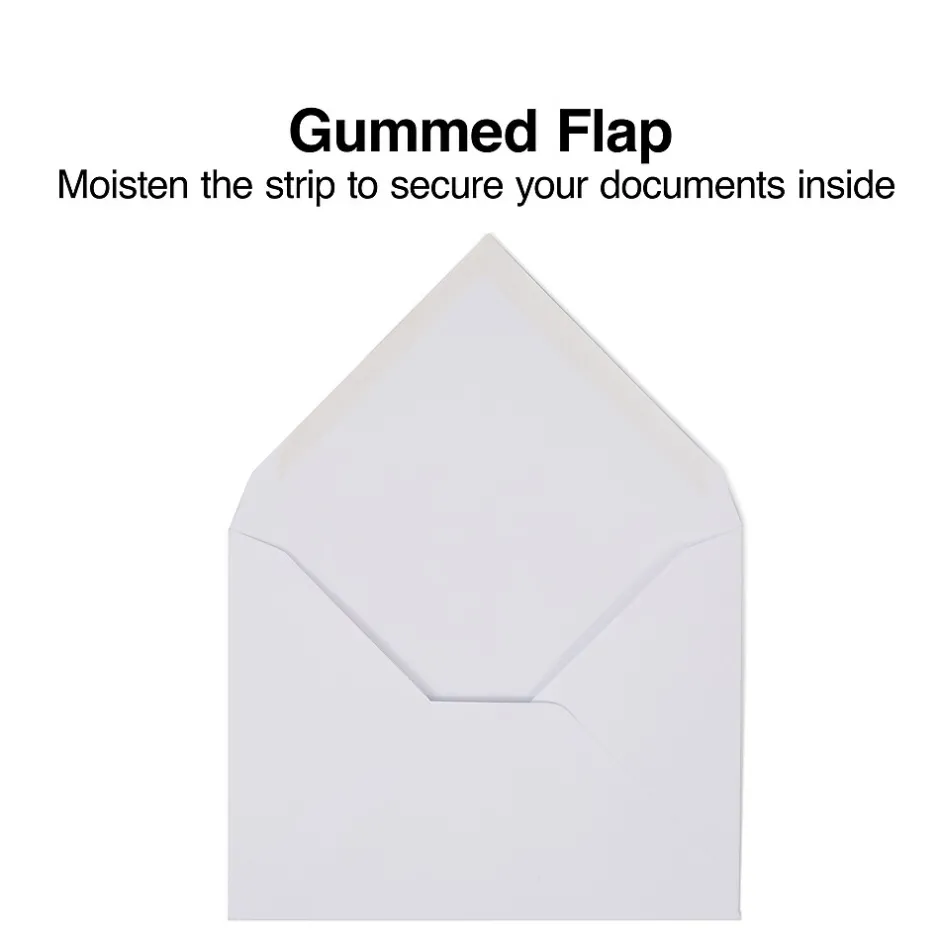 Staples Gummed Invitation Envelopes, 5 3/4" x 4 3/8", White, 250/Box (266767N)* Business