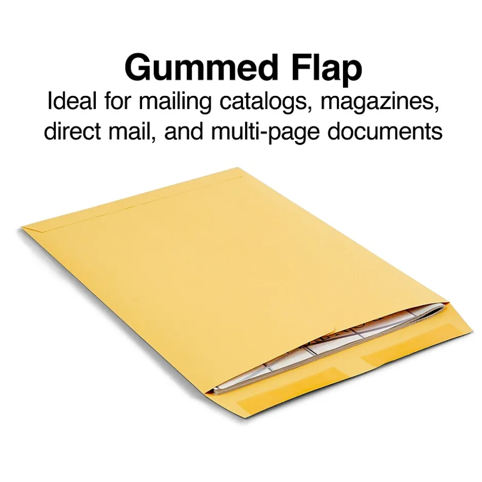 Staples Gummed Kraft Catalog Envelopes, 10"L x 13"H, Brown, 250/Box (486946/17033)* Catalog