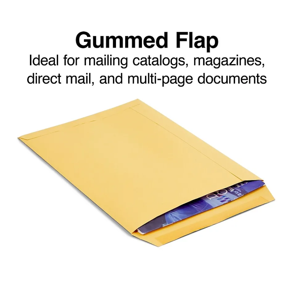 Staples Gummed Kraft Catalog Envelopes, 7.5"L x 10.5"H, Brown, 100/Box (534719/17095)* Catalog