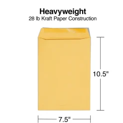 Staples Gummed Kraft Catalog Envelopes, 7.5