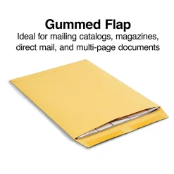 Staples Gummed Kraft Catalog Envelopes, 9.5"L x 12.5"H, Brown, 100/Box (SPL534743)* Catalog