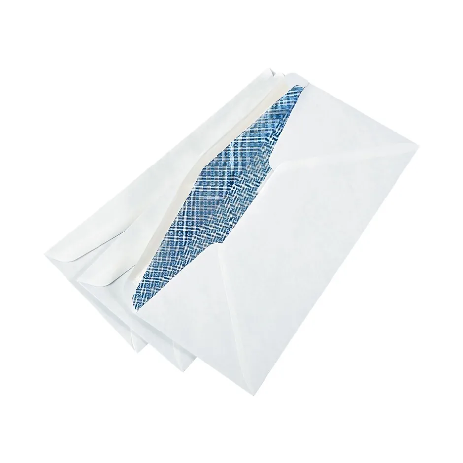 Staples Gummed Security Tinted #10 Business Envelopes, 4 1/8" x 9 1/2", White, 2500/Box (20137CT)* Security Tinted
