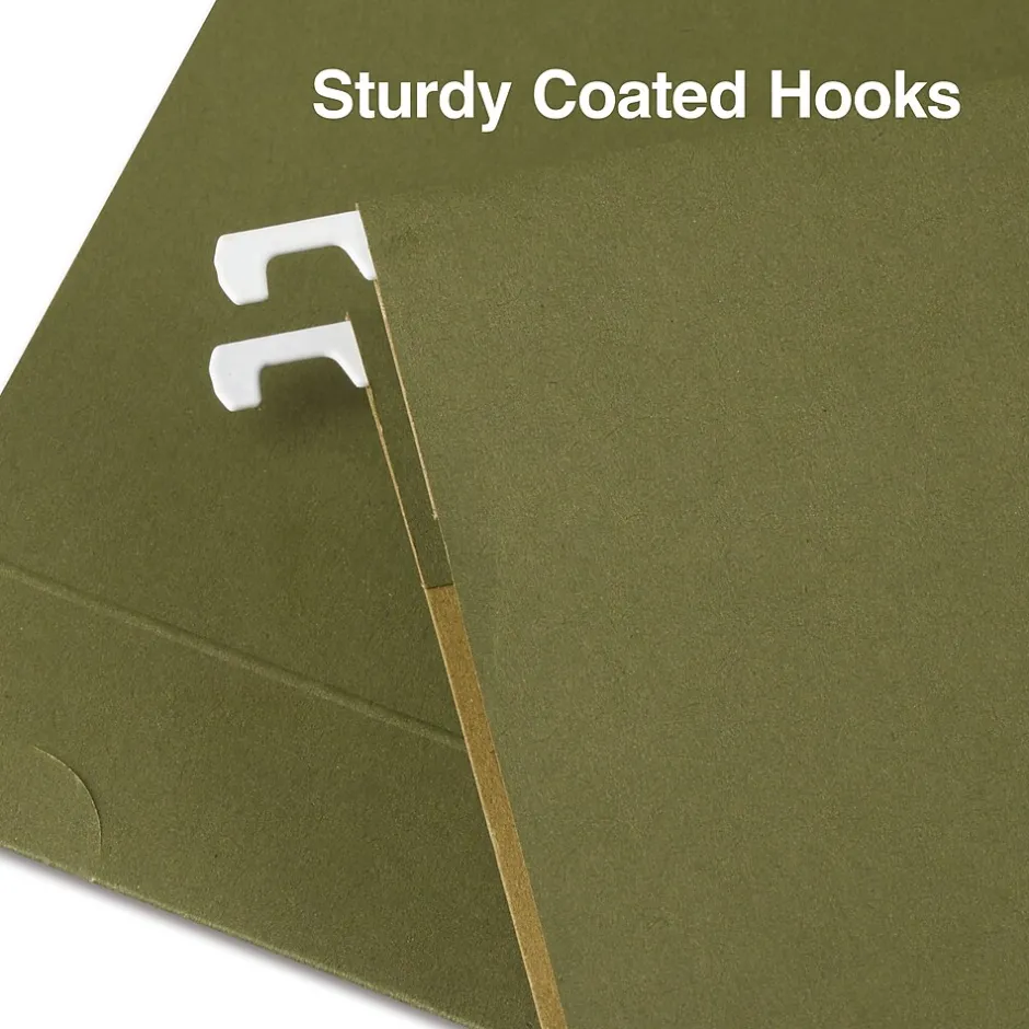 Staples Heavy Duty Box Bottom Hanging File Folder, 2" Expansion, 1/5-Cut Tab, Legal Size, Standard Green, 25/Box Hot