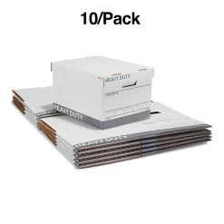 Staples Heavy Duty File Box, Lift Off Lid, Letter/Legal, White (50142)