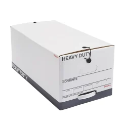 Staples Heavy Duty File Box, String and Button Lid, Letter, White/Gray, 4/Pack (TR59222) Clearance