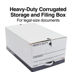 Staples Heavy Duty File Box, String and Button Lid, Legal, White/Gray, 4/Pack (TR59224) Discount