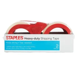 Staples ® Heavy Duty Packing Tape with Dispenser, 1.88" x 21.8 yds., Clear, 2/Pack (52531)* Packing Tape