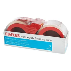 Staples ® Heavy Duty Packing Tape with Dispenser, 1.88" x 21.8 yds., Clear, 2/Pack (52531)* Packing Tape