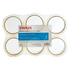 Staples ® Heavy-Duty Shipping Tape, 1.88" x 43.7 Yds, Clear, 6/Rolls (ST-HM-40-6)* Packing Tape