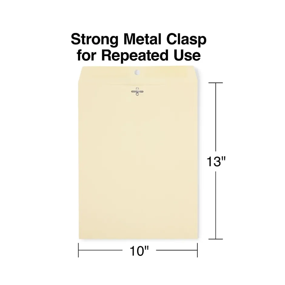 Staples Heavyweight Clasp & Moistenable Glue Catalog Envelopes, 10"L x 13"H, Manila, 100/Box (122069/14207)* Catalog