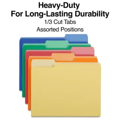 Staples Heavyweight File Folders, 1/3-Cut Tab, Letter Size, , 50/Box (ST18363-CC) Assorted Colors New