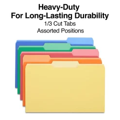Staples Heavyweight File Folders, 1/3-Cut Tab, Legal Size, Assorted Colors, 50/Box (ST18366-CC) Sale