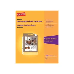 Staples Heavyweight Sheet Protectors, 8.5" x 11", Clear, 100/Box, 5 Boxes/Case (13860CT) Clearance
