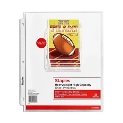Staples High-Capacity Heavyweight Sheet Protectors, 8.5" x 11", Diamond Clear, 25/Pack (15944)