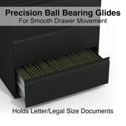 Best HL8000 Commercial 5-Drawer Lateral File Cabinet, Locking, Letter/Legal, Black, 36