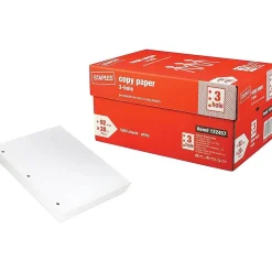 Hot 3-Hole Punch Copy Paper, 8.5" x 11", 20 lbs., 500 Sheets/Ream, 10 Reams/Carton (221192) Copy Paper