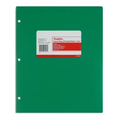 Staples 3-Hole Punched 2-Pocket Plastic Portfolio Folder, (ST52806-CC) Green Discount