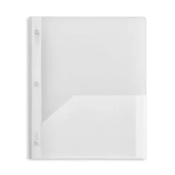 Staples 3-Hole Punched 2-Pocket Plastic Presentation Folder with Fasteners, Clear (ST26387-CC) Discount