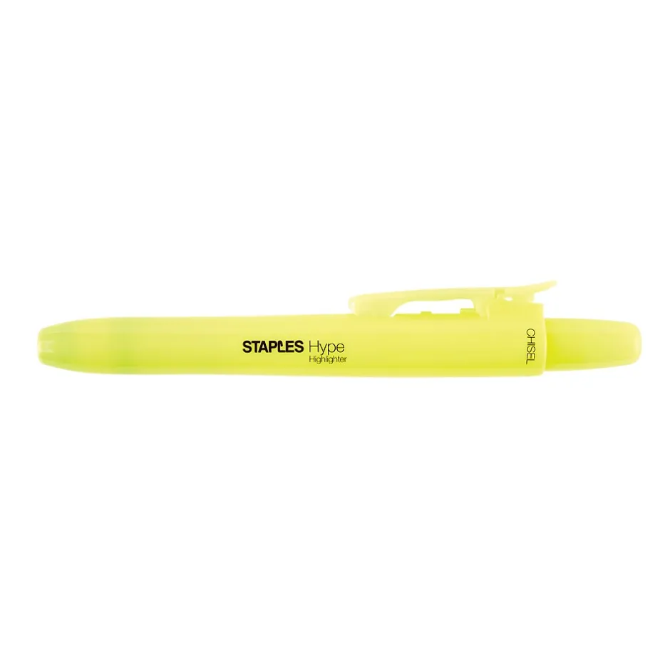 Staples ® Hype® Retractable Highlighters Chisel Yellow 4pk (50806) Discount