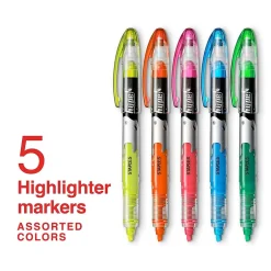 Staples ® Hype! Stick Highlighters, Chisel Tip, Assorted, 5/Pack (34657-CC) Hot