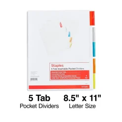 Staples Insertable Paper Dividers, 5-Tab, Assorted Colors (13496/11270) Best