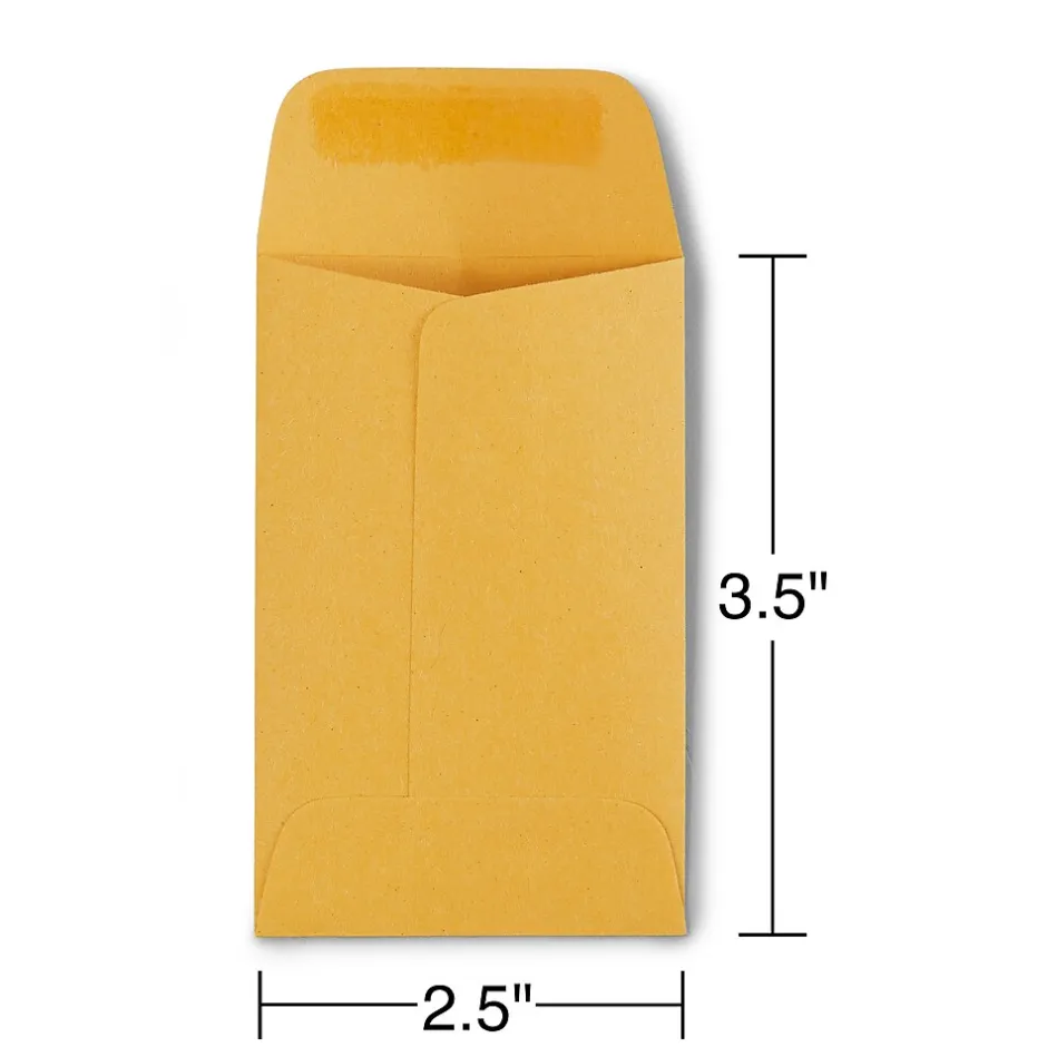 Staples Kraft #1 Coin Envelopes, 2 1/4" x 3 1/2", Brown, 500/Box (ST19848-CC)* Business