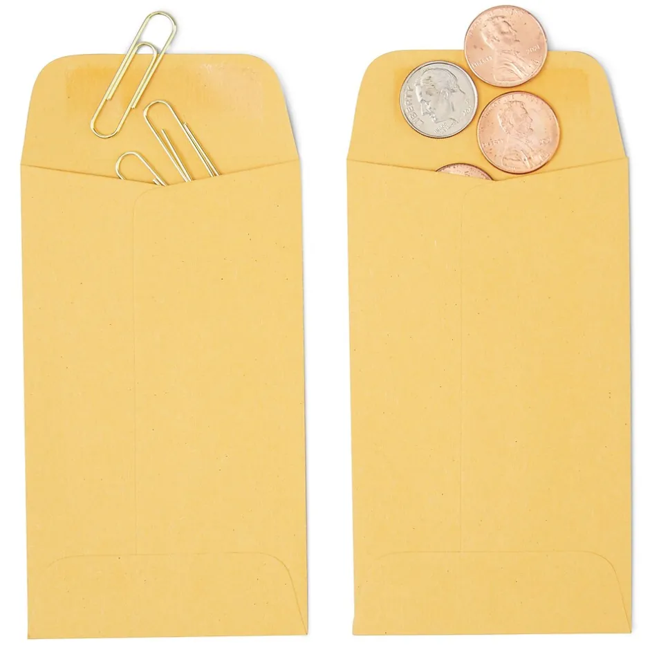 Staples Kraft #3 Coin Envelope, 2 1/2 x 4 1/4, Brown, 500/Box (ST19847-CC)* Business