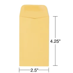 Staples Kraft #3 Coin Envelope, 2 1/2 x 4 1/4, Brown, 500/Box (ST19847-CC)* Business