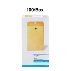 Staples Kraft Clasp & Moistenable Glue Catalog Envelopes, 6